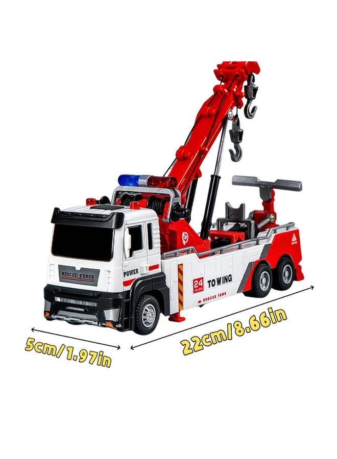 Heavy Duty Rescue Tow Truck With Retractable Hook Realistic Siren Lift Off Platform Mixer Truck - Image 2
